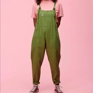 NWT Lucy & Yak Umi Cotton Dungarees in Olive Green